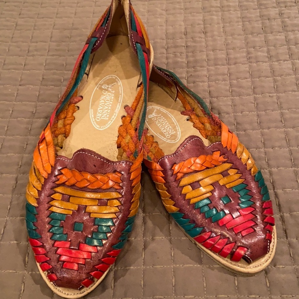 NEW Huarache Rainbow Colorful women’s shoes leather Loafer Flats COMFY & CUTE